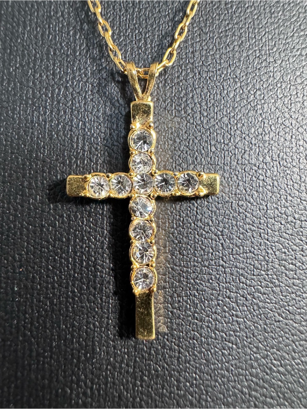 Gold Crystal Cross Pendant Necklace - Women Jewelry